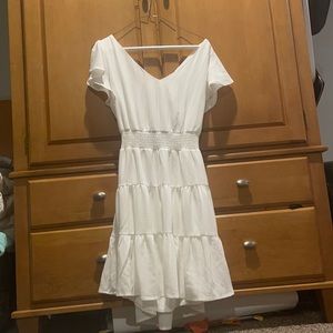 white dress with streaks of sliver, worn once! from dry-goods.